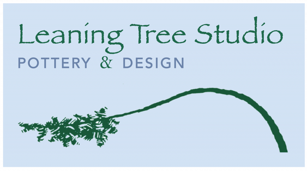 Leaning Tree Studio Logo, Green Tree over blue background